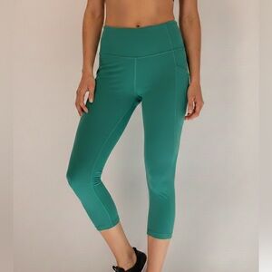 Athleta High Rise Pocket Leggings Tiffany Blue Green Small EUC